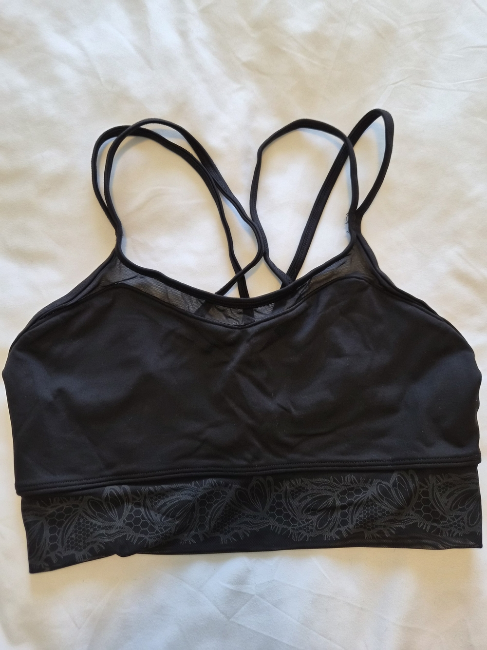 Bloch Black Floral Mesh Strappy Sports Bra Size Medium